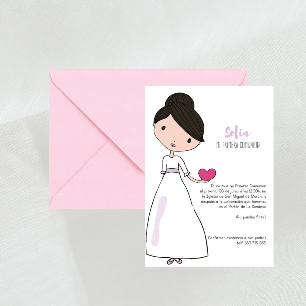 Invitación de comunión"Niñas cuqui" - Imagen 5