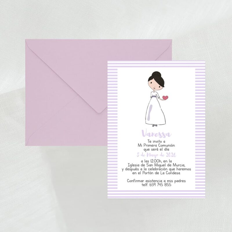 invitaciones personalizadas comunión niñAs cuqui