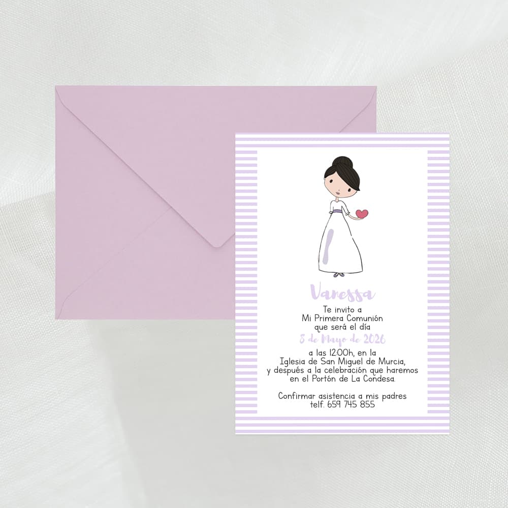 invitaciones personalizadas comunión niñAs cuqui