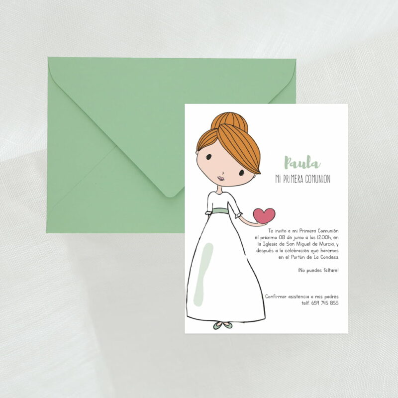 Invitación de comunión"Niñas cuqui"