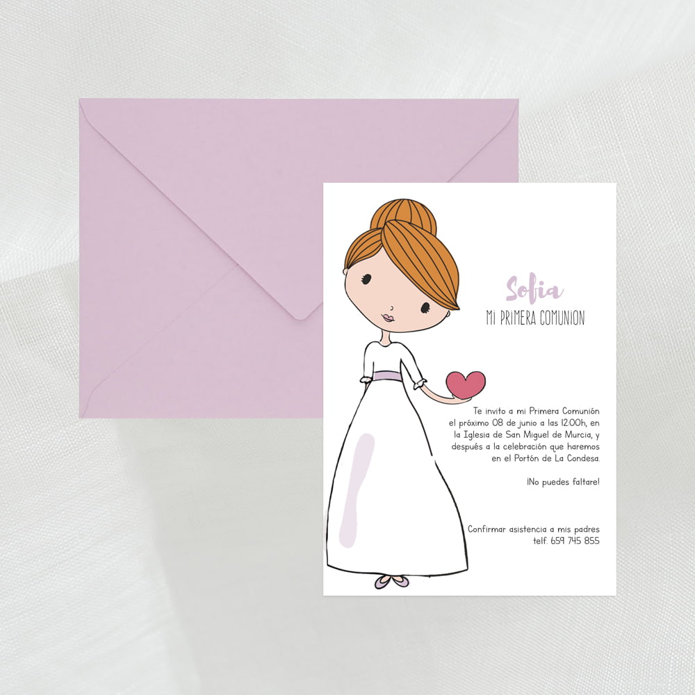Invitación de comunión"Niñas cuqui" - Imagen 3