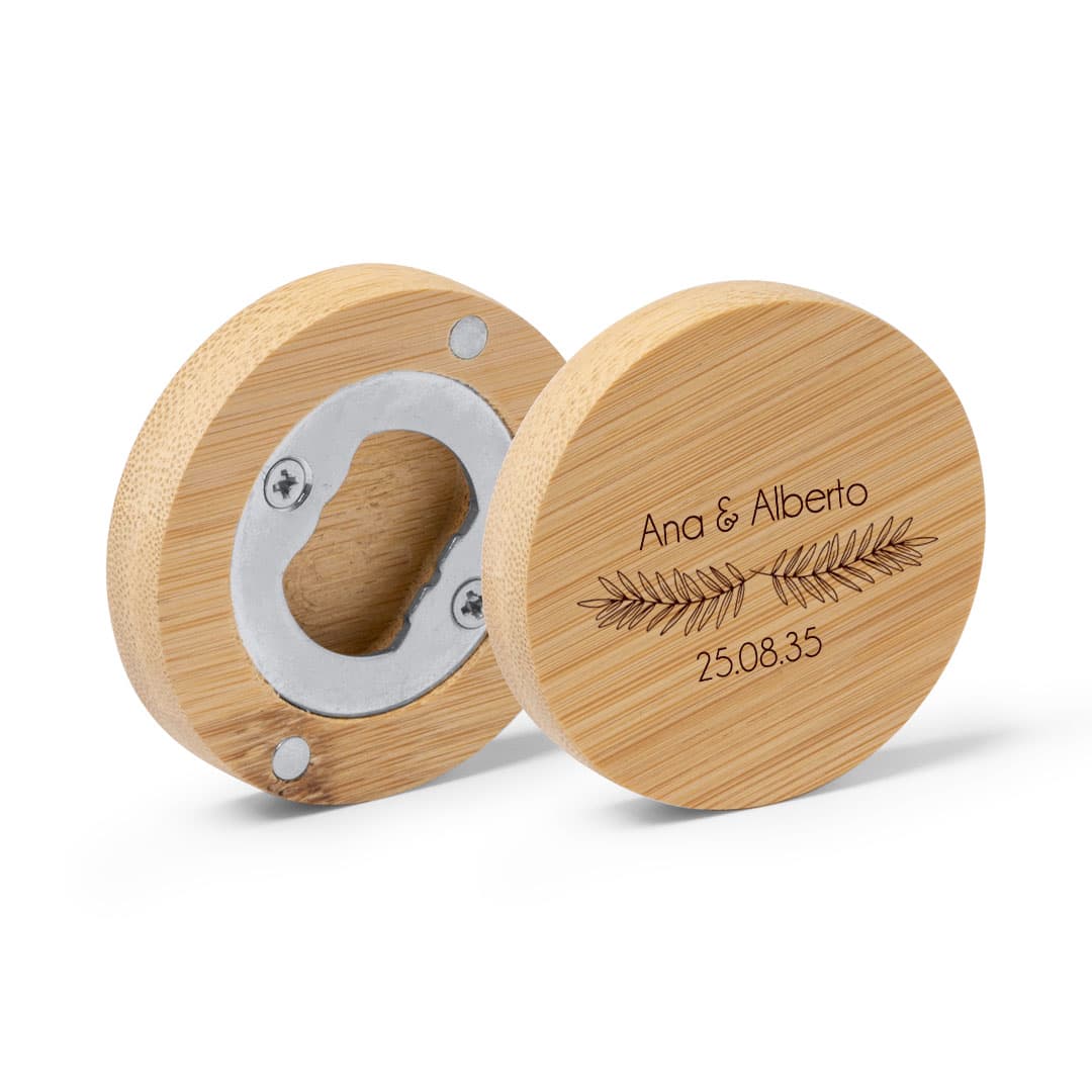 Abridores y espejos de Madera de Bambú Grabado a Láser para Bodas - Imagen 7