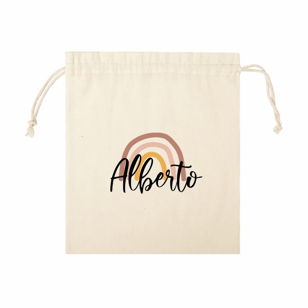 Bolsa merienda personalizada arco iris