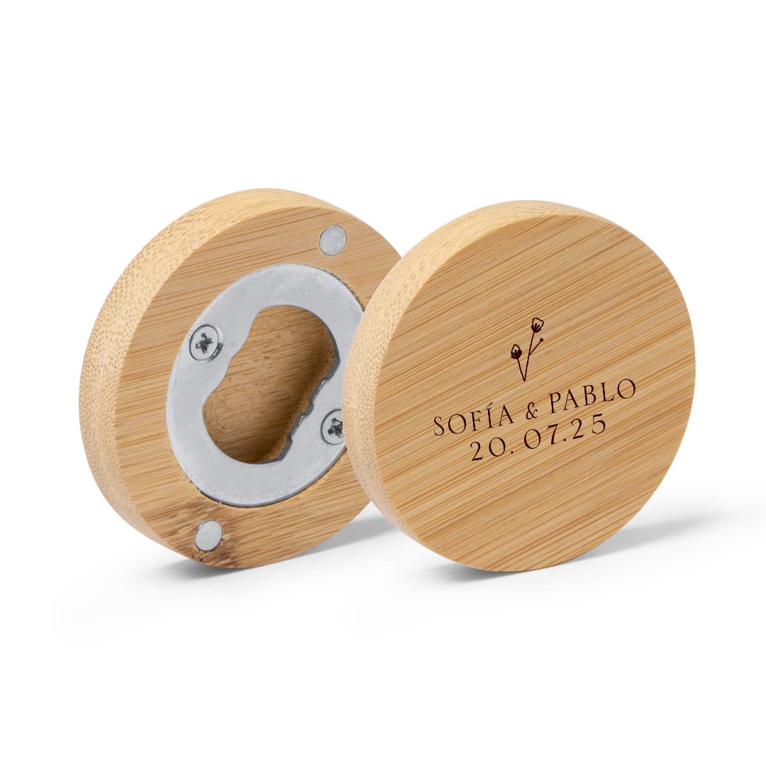Abridores y espejos de Madera de Bambú Grabado a Láser para Bodas - Imagen 8