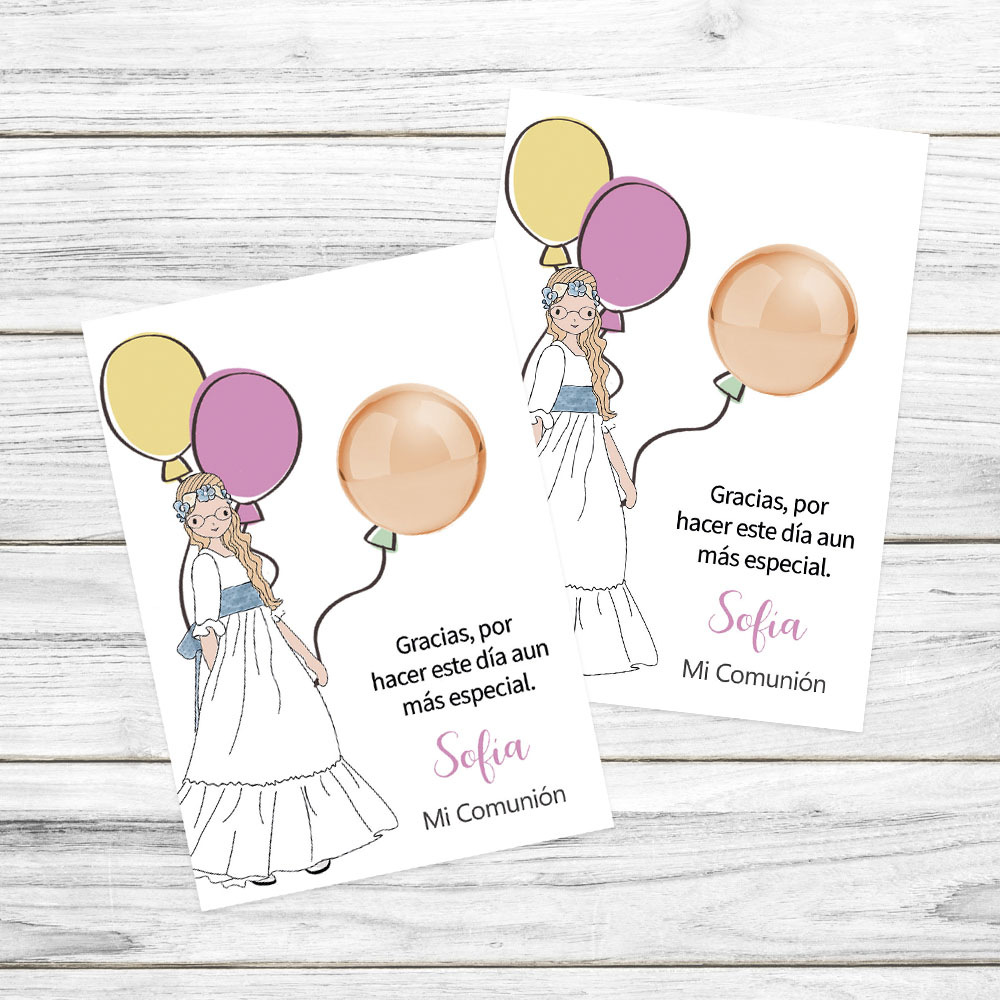 Tarjeta de agradecimiento con bálsamo labial comunión - Imagen 5